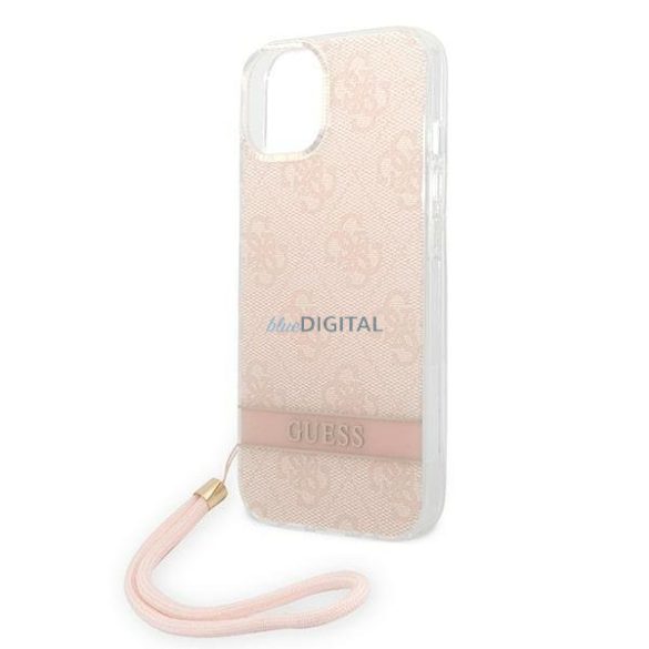 Guess GUOHCP14MH4STP iPhone 14 Plus 6,7" rózsaszín keménytok 4G nyomtatott pántos táska