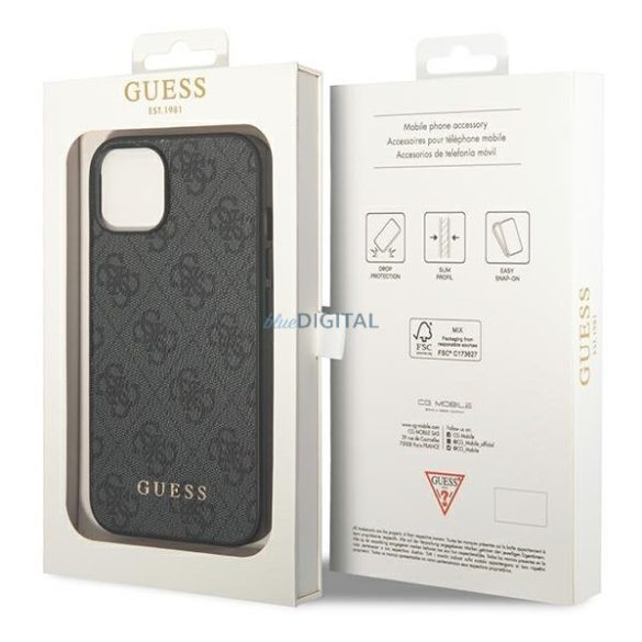 Guess GUHCP14SG4GFGR iPhone 14 6.1 "szürke kemény tok 4G fém arany logo