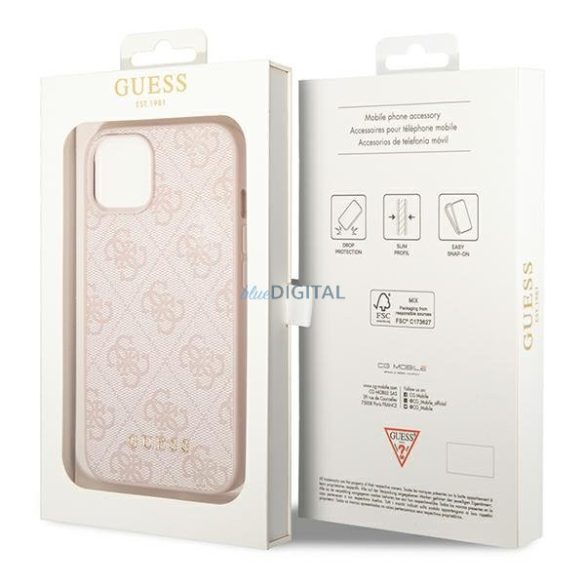 Guess GUHCP14MG4GFPI iPhone 14 Plus 6.7 "rózsaszín kemény tok 4G fém arany logó
