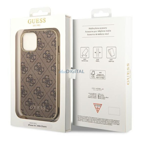 Guess GUHCP14SGF4GBR iPhone 14 6.1 "barna keménytok 4G Charms kollekció