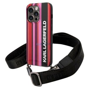 Karl Lagerfeld KLHCP14LSTSTP iPhone 14 Pro 6,1" keménytok rózsaszín Színes csíkos pántos iPhone 14 Pro 6,1" keménytok
