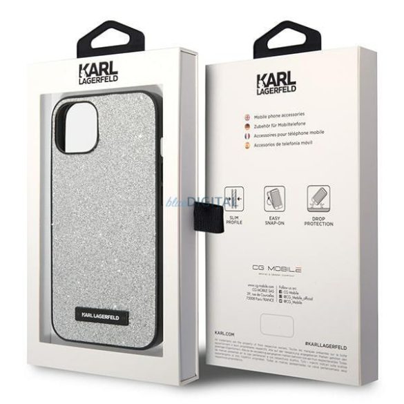 Karl Lagerfeld KLHCP14MG2ELS iPhone 14 Plus 6.7 "hardcase ezüst csillogó plakett logóval
