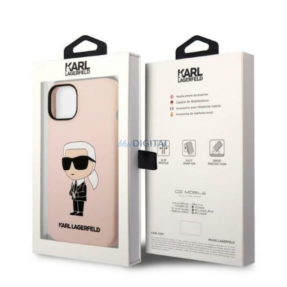 Karl Lagerfeld KLHCP14SSNIKBCP iPhone 14 6.1" keménytok rózsaszín/rózsaszín szilikon Ikonik