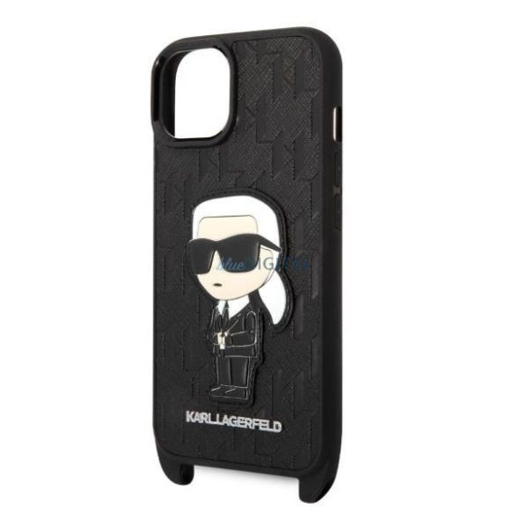 Karl Lagerfeld KLHCP14SSTKMK iPhone 14 6.1" fekete/fekete kemény tok Monogram Ikonik Patch