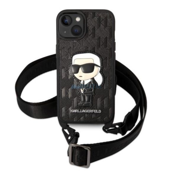Karl Lagerfeld KLHCP14MSTKMK iPhone 14 Plus 6,7" fekete/fekete keménytok Monogram Ikonik Patch