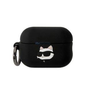 Karl Lagerfeld KLAP2RUNCHK AirPods Pro 2 tok fekete/fekete Szilikon Choupette Head 3D