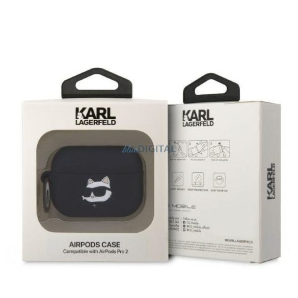 Karl Lagerfeld KLAP2RUNCHK AirPods Pro 2 tok fekete/fekete Szilikon Choupette Head 3D