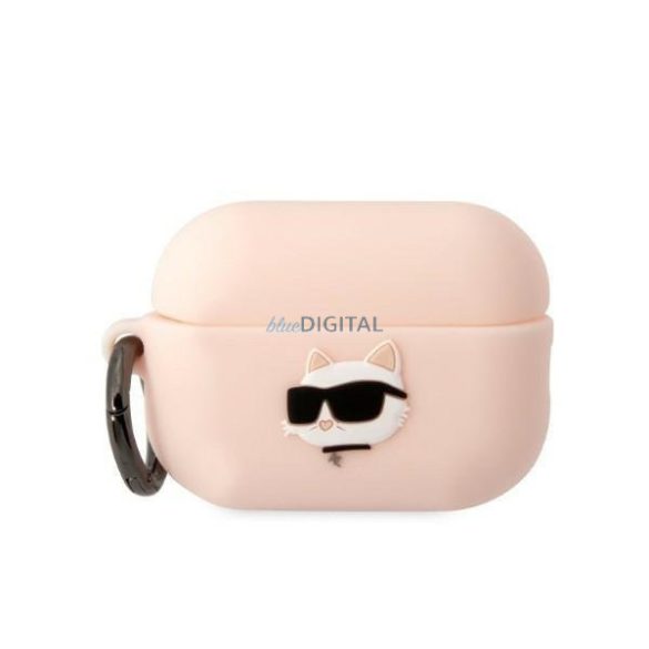 Karl Lagerfeld KLAP2RUNCHP AirPods Pro 2 tok rózsaszín/rózsaszín szilikon Choupette Head 3D