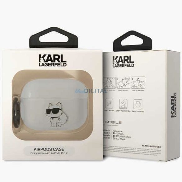 Karl Lagerfeld KLAP2HNCHTCT Airpods Pro 2 tok átlátszó ikonikus Choupette