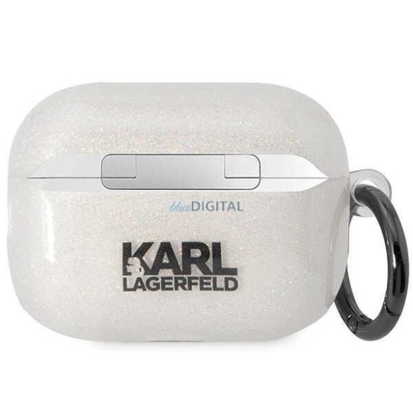 Karl Lagerfeld KLAP2HNKCTGT Airpods Pro 2 tok átlátszó csillogó Karl&Choupette