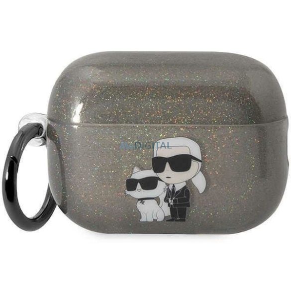 Karl Lagerfeld KLAP2HNKCTGK Airpods Pro 2 tok fekete csillogó Karl&Choupette