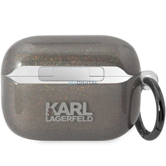 Karl Lagerfeld KLAP2HNKCTGK Airpods Pro 2 tok fekete csillogó Karl&Choupette