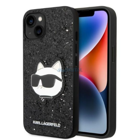 Karl Lagerfeld KLHCP14MG2CPK iPhone 14 Plus 6.7" fekete/fekete keménytok Glitter Choupette Patch