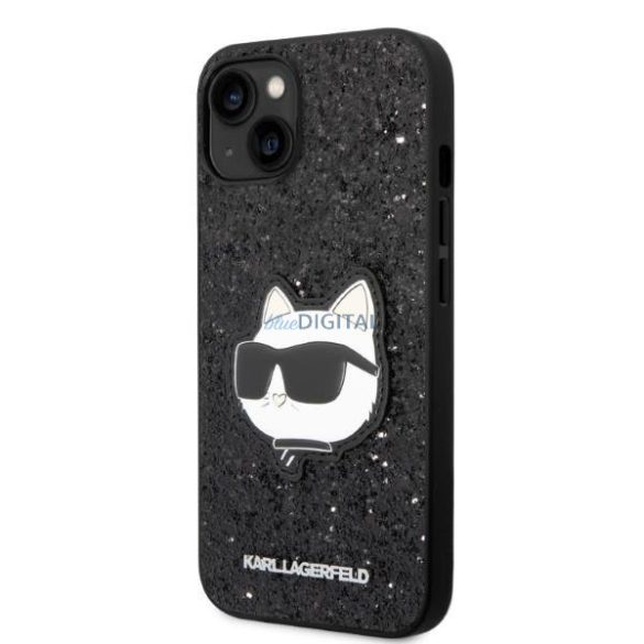 Karl Lagerfeld KLHCP14MG2CPK iPhone 14 Plus 6.7" fekete/fekete keménytok Glitter Choupette Patch