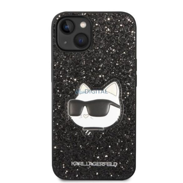 Karl Lagerfeld KLHCP14MG2CPK iPhone 14 Plus 6.7" fekete/fekete keménytok Glitter Choupette Patch