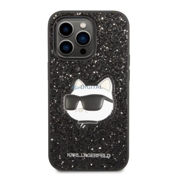 Karl Lagerfeld KLHCP14LG2CPK iPhone 14 Pro 6.1" fekete/fekete keménytok Glitter Choupette Patch