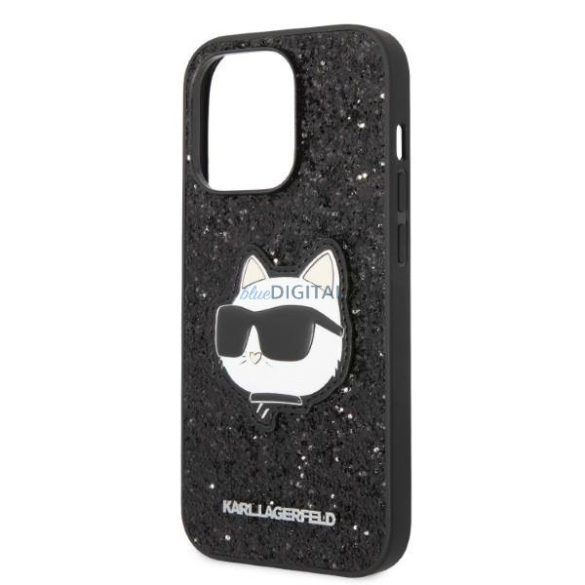 Karl Lagerfeld KLHCP14LG2CPK iPhone 14 Pro 6.1" fekete/fekete keménytok Glitter Choupette Patch