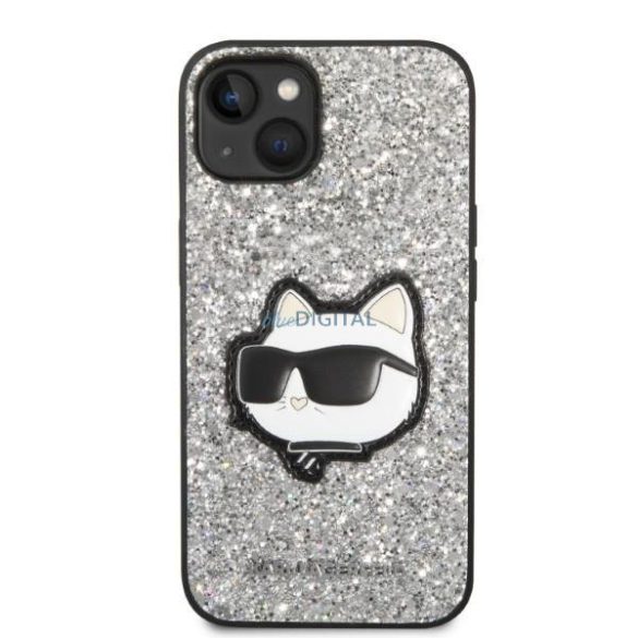 Karl Lagerfeld KLHCP14SG2CPS iPhone 14 6.1" ezüst/ezüst keménytok Glitter Choupette Patch