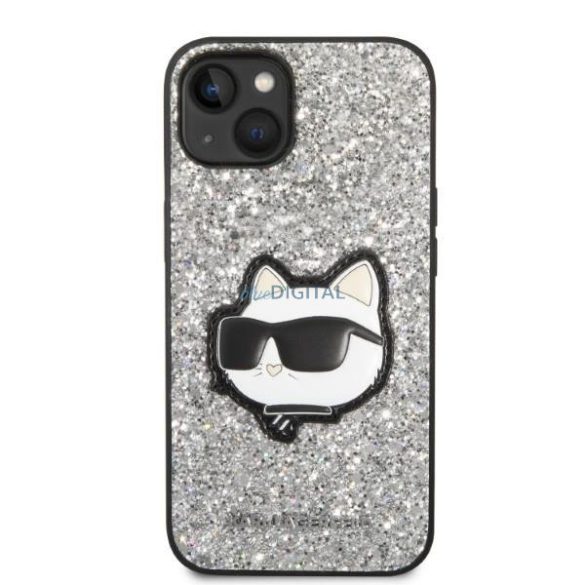 Karl Lagerfeld KLHCP14MG2CPS iPhone 14 Plus 6.7" ezüst/ezüst keménytok Glitter Choupette Patch