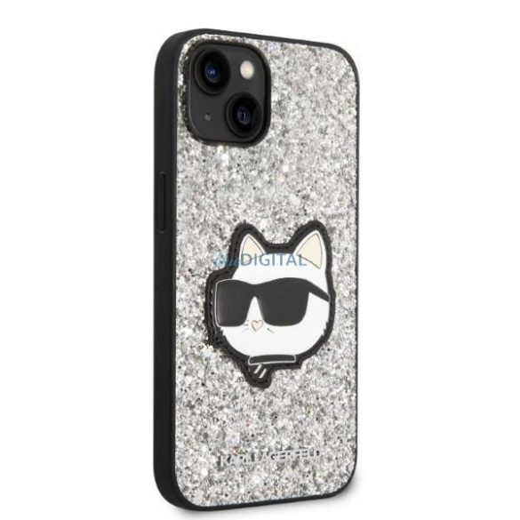 Karl Lagerfeld KLHCP14MG2CPS iPhone 14 Plus 6.7" ezüst/ezüst keménytok Glitter Choupette Patch