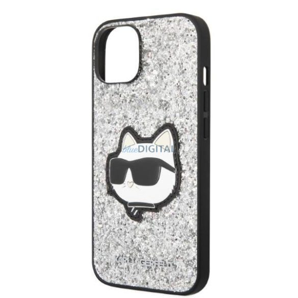 Karl Lagerfeld KLHCP14MG2CPS iPhone 14 Plus 6.7" ezüst/ezüst keménytok Glitter Choupette Patch