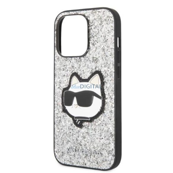 Karl Lagerfeld KLHCP14LG2CPS iPhone 14 Pro 6.1" ezüst/ezüst keménytok Glitter Choupette Patch