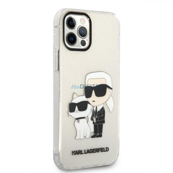 Karl Lagerfeld KLHCP12MHNKCTGT iPhone 12 /12 Pro 6.1" átlátszó keménytok csillogó Karl&Choupette