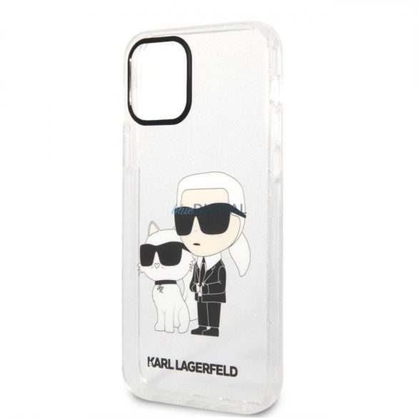 Karl Lagerfeld KLHCP12MHNKCTGT iPhone 12 /12 Pro 6.1" átlátszó keménytok csillogó Karl&Choupette
