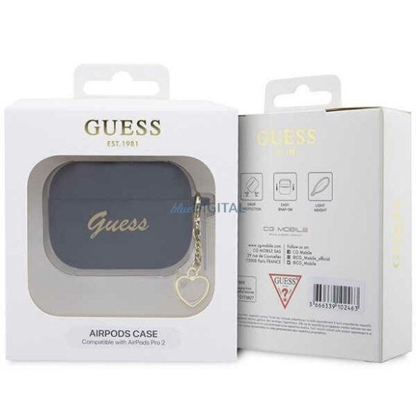 Guess GUAP2LSCHSK AirPods Pro 2 tok fekete Szilikon Charm Szív Collection