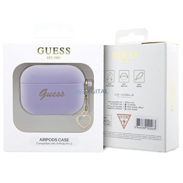 Guess GUAP2LSCHSU AirPods Pro 2 tok lila Szilikon Charm Szív Collection