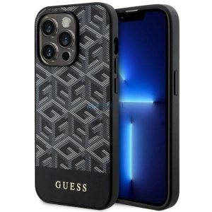 Guess GUHMP14LHGGCFSEK iPhone 14 Pro 6.1" fekete keménytok GCube csíkos MagSafe