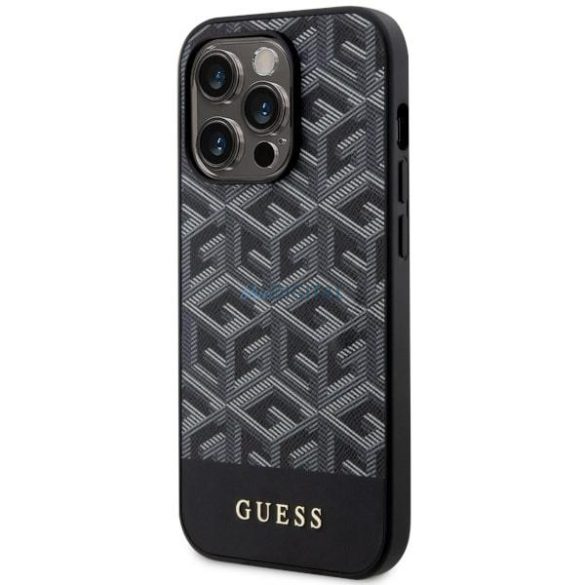 Guess GUHMP14LHGGCFSEK iPhone 14 Pro 6.1" fekete keménytok GCube csíkos MagSafe