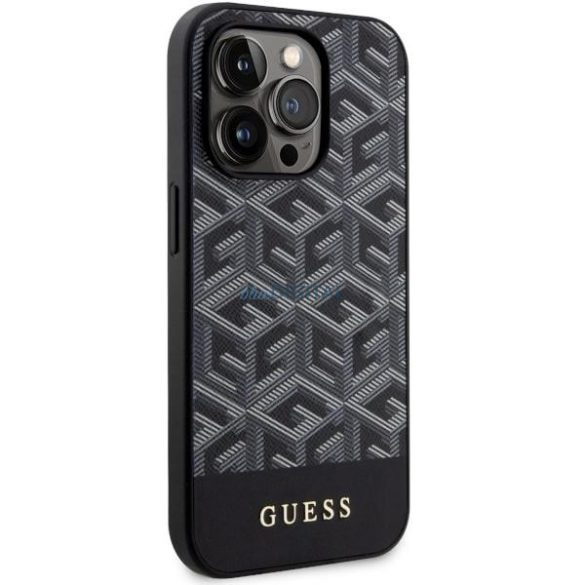 Guess GUHMP14LHGGCFSEK iPhone 14 Pro 6.1" fekete keménytok GCube csíkos MagSafe