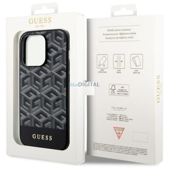 Guess GUHMP14LHGGCFSEK iPhone 14 Pro 6.1" fekete keménytok GCube csíkos MagSafe