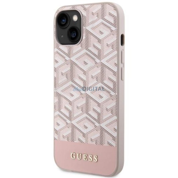 Guess GUHMP14SHGCFSEP iPhone 14 6.1" rózsaszín keménytok GCube csíkokkal MagSafe