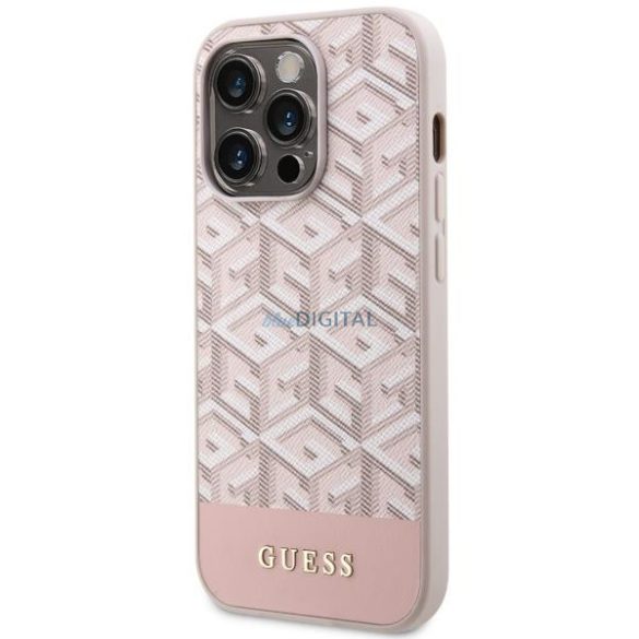 Guess GUHMP14XHGCFSEP iPhone 14 Pro Max 6.7" rózsaszín keménytok GCube csíkokkal MagSafe