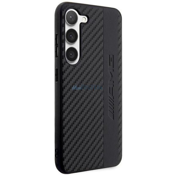 AMG AMHCS23SBLSCA Samsung Galaxy S23 S911 fekete keménytok carbon csíkos és dombornyomott