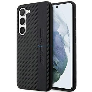 AMG AMHCS23MBLSCA Samsung Galaxy S23+ S916 fekete keménytok carbon csíkos és dombornyomott