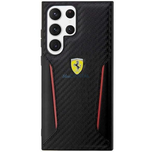 Ferrari FEHCS23LNPYK Samsung Galaxy S23 Ultra S918 fekete keménytok Carbon kontrasztos peremek