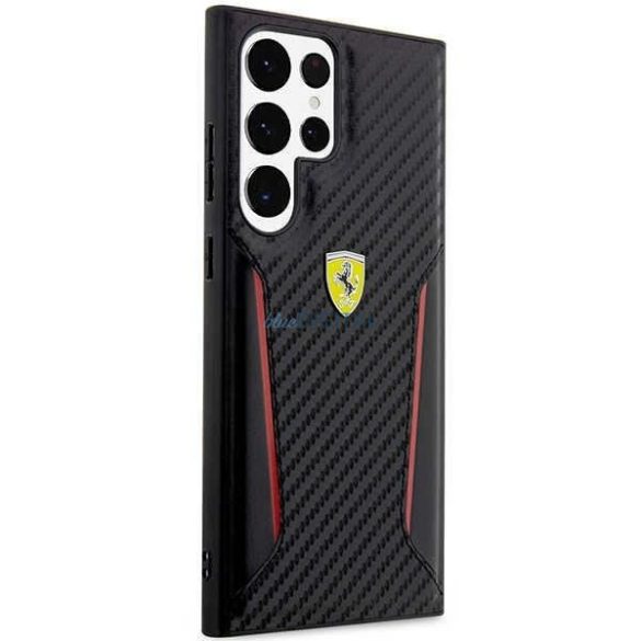 Ferrari FEHCS23LNPYK Samsung Galaxy S23 Ultra S918 fekete keménytok Carbon kontrasztos peremek