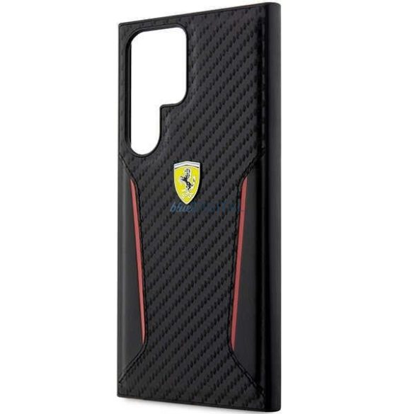 Ferrari FEHCS23LNPYK Samsung Galaxy S23 Ultra S918 fekete keménytok Carbon kontrasztos peremek