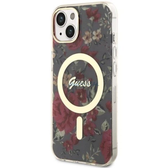 Guess GUHMP14MHCFWSA iPhone 14 Plus 6.7" zöld/kakk színű keménytok Flower MagSafe iPhone 14 Plus 6.7