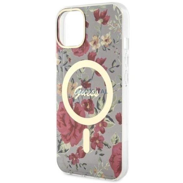 Guess GUHMP14MHCFWSA iPhone 14 Plus 6.7" zöld/kakk színű keménytok Flower MagSafe iPhone 14 Plus 6.7