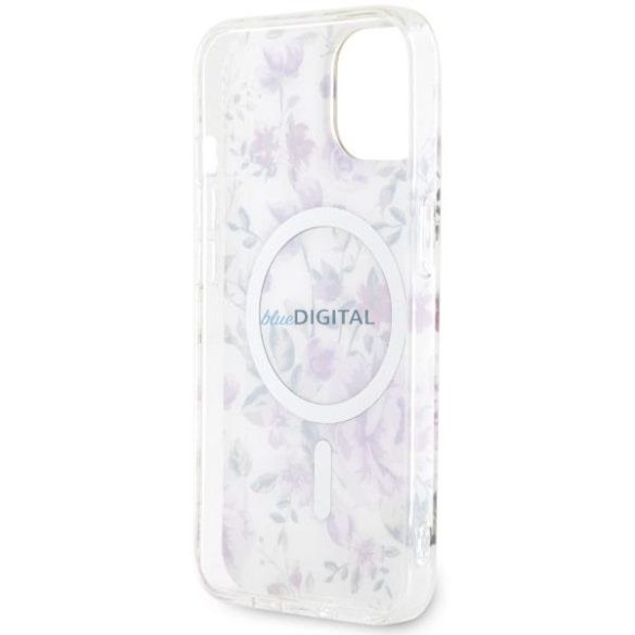 Guess GUHMP14MHCFWST iPhone 14 Plus 6.7" átlátszó keménytok Flower MagSafe