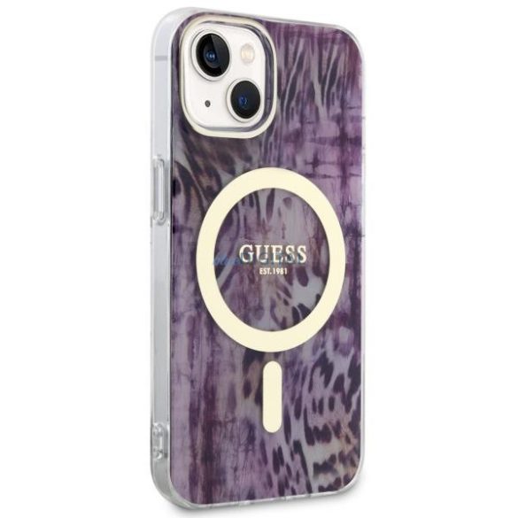 Guess GUHMP14SHLEOPWWP iPhone 14 6.1" rózsaszín keménytok leopárdmintás MagSafe