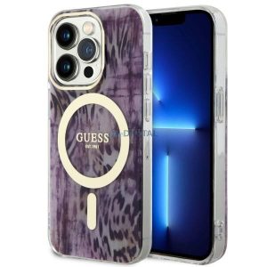 Guess GUHMP14XHLEOPWWP iPhone 14 Pro Max 6.7" rózsaszínk keménytok leopárdmintás MagSafe