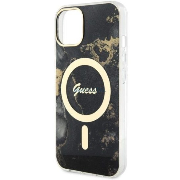 Guess GUHMP14MHTMRSK iPhone 14 Plus 6,7" fekete/fekete keménytok Golden Marble MagSafe