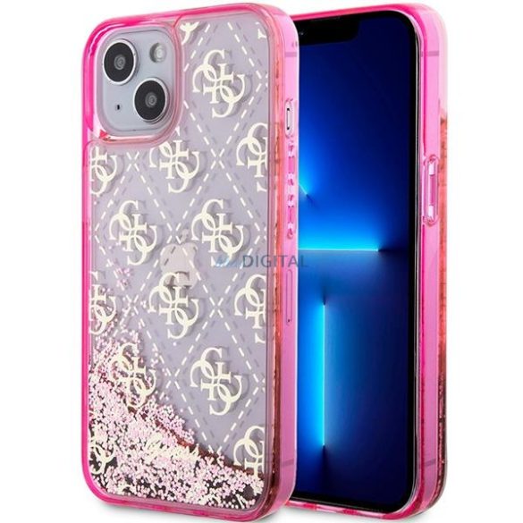 Guess GUHCP14SLC4PSGP iPhone 14 6.1" rózsaszínkeménytok folyékony csillogó kristályos 4G Transculent