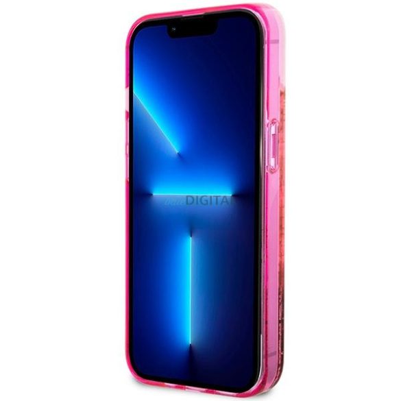 Guess GUHCP14SLC4PSGP iPhone 14 6.1" rózsaszínkeménytok folyékony csillogó kristályos 4G Transculent