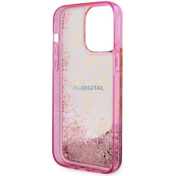 Guess GUHCP14LLC4PSGP iPhone 14 Pro 6.1" rózsaszín keménytok folyékony csillogó kristályos átlátszó